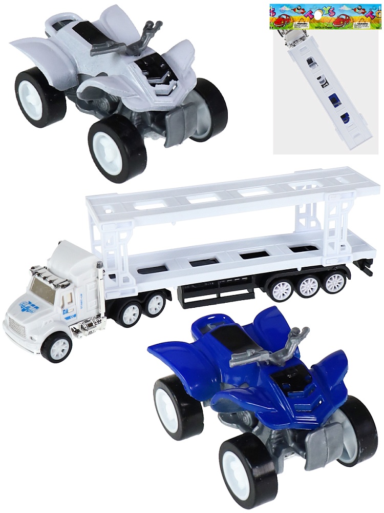 Машинка инерционная 19см"Автовоз" с двумя квадроциклами
