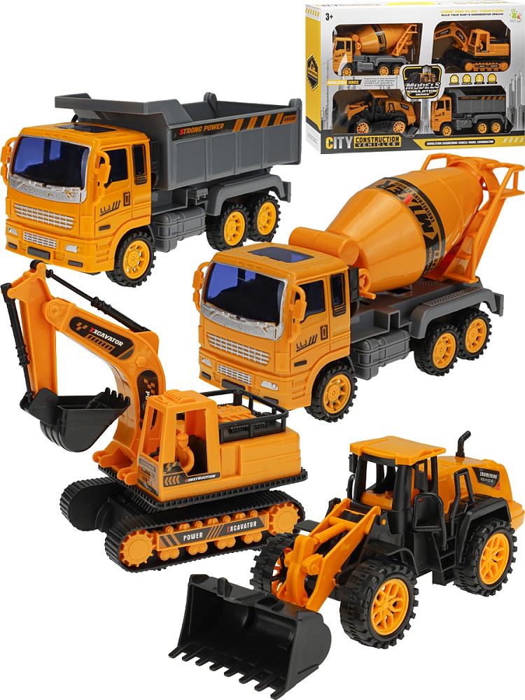 Набор машинок 4шт "Строительная техника" инерционная