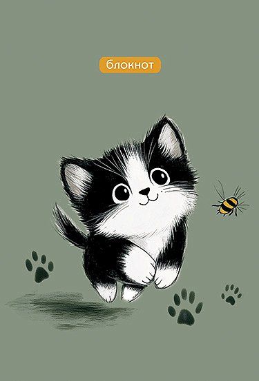 Блокнот А6  40л гребень "Котик. Лапки" клетка