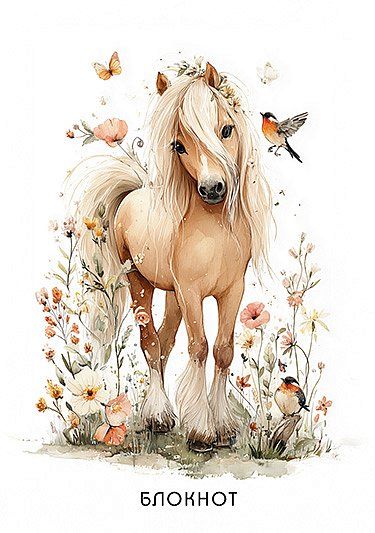 Блокнот А6  40л гребень "Лошадка" клетка