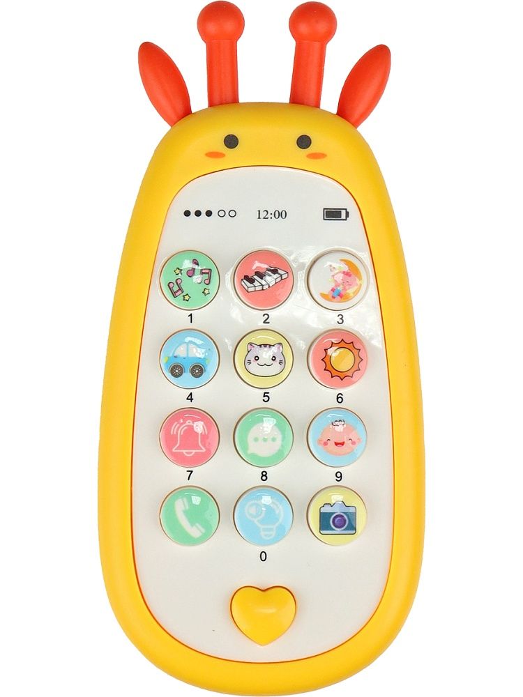 Музыкальный телефон 14см "Жираф"  с прорезыв., русс.озвуч. и кор.,бат. 2*ААА не в компл, голубой