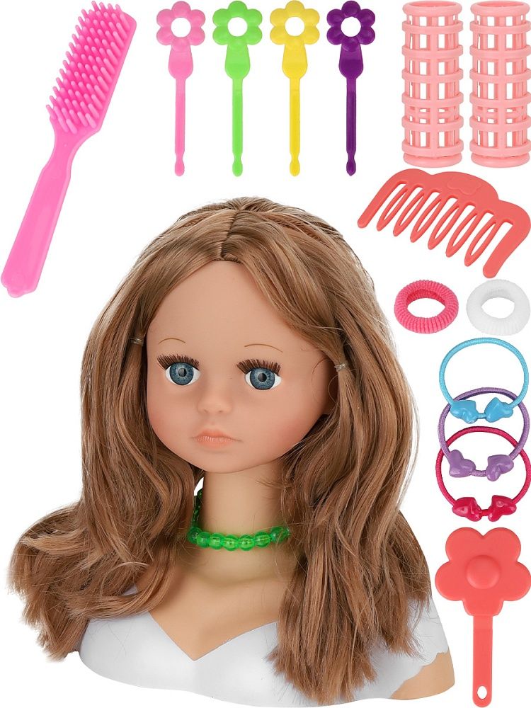 Кукла-манекен для создания причесок 24см в наборе 16 предметов