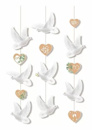 Гирлянда "Свадебные голуби" вертикальная 2м