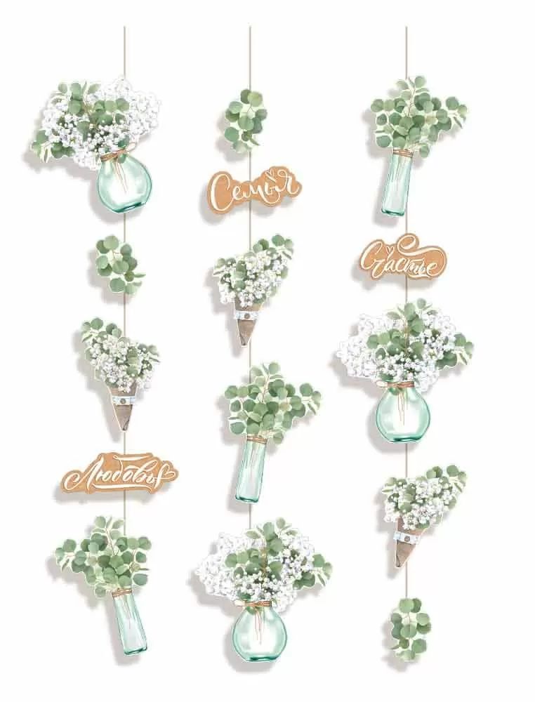 Гирлянда "Свадебные букеты" вертикальная 2м