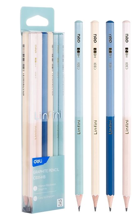 Карандаш Deli НB Linfini шестигран., ассорти