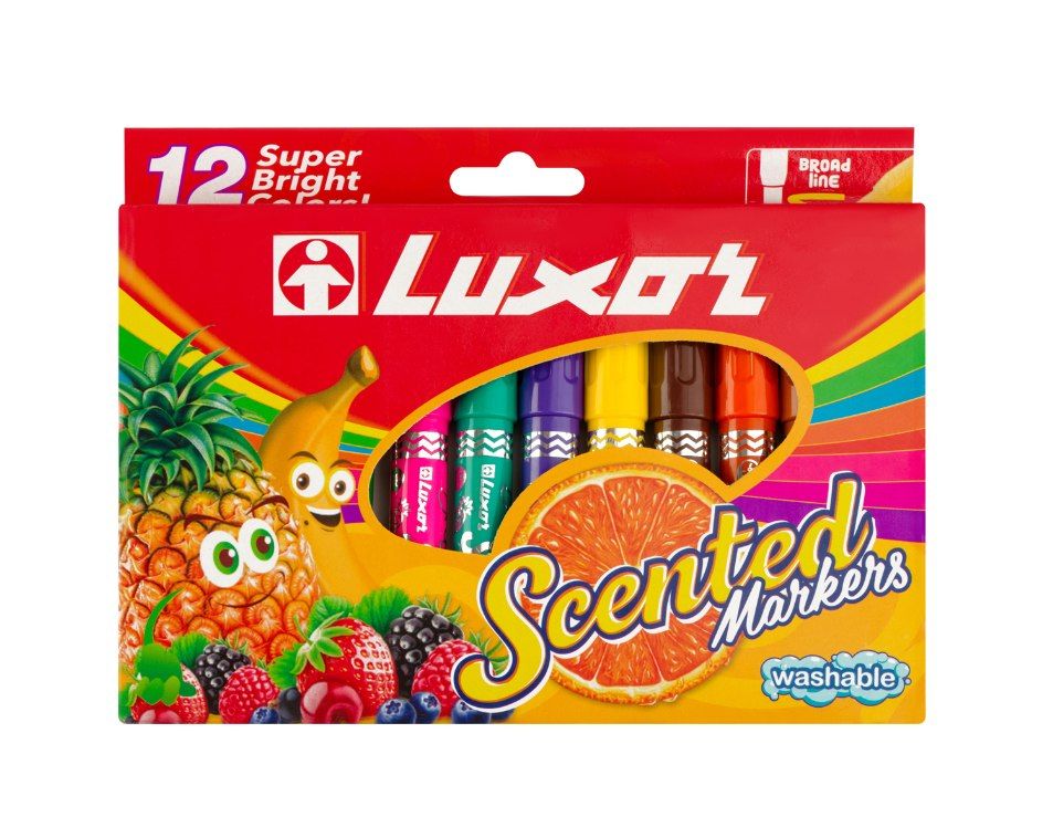 Фломастеры  12цв "Luxor Scented Markers" С ЗАПАХОМ ФРУКТОВ