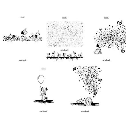 Тетрадь А5 48л кл. Hatber  пласт.обл. "Забавные далматинцы" 5 диз.в блоке