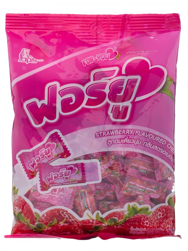 Конфета жевательная "Boonprasert "For You" Strawberry 140гр., со вкусом клубники, м/у. Цена за 1шт.