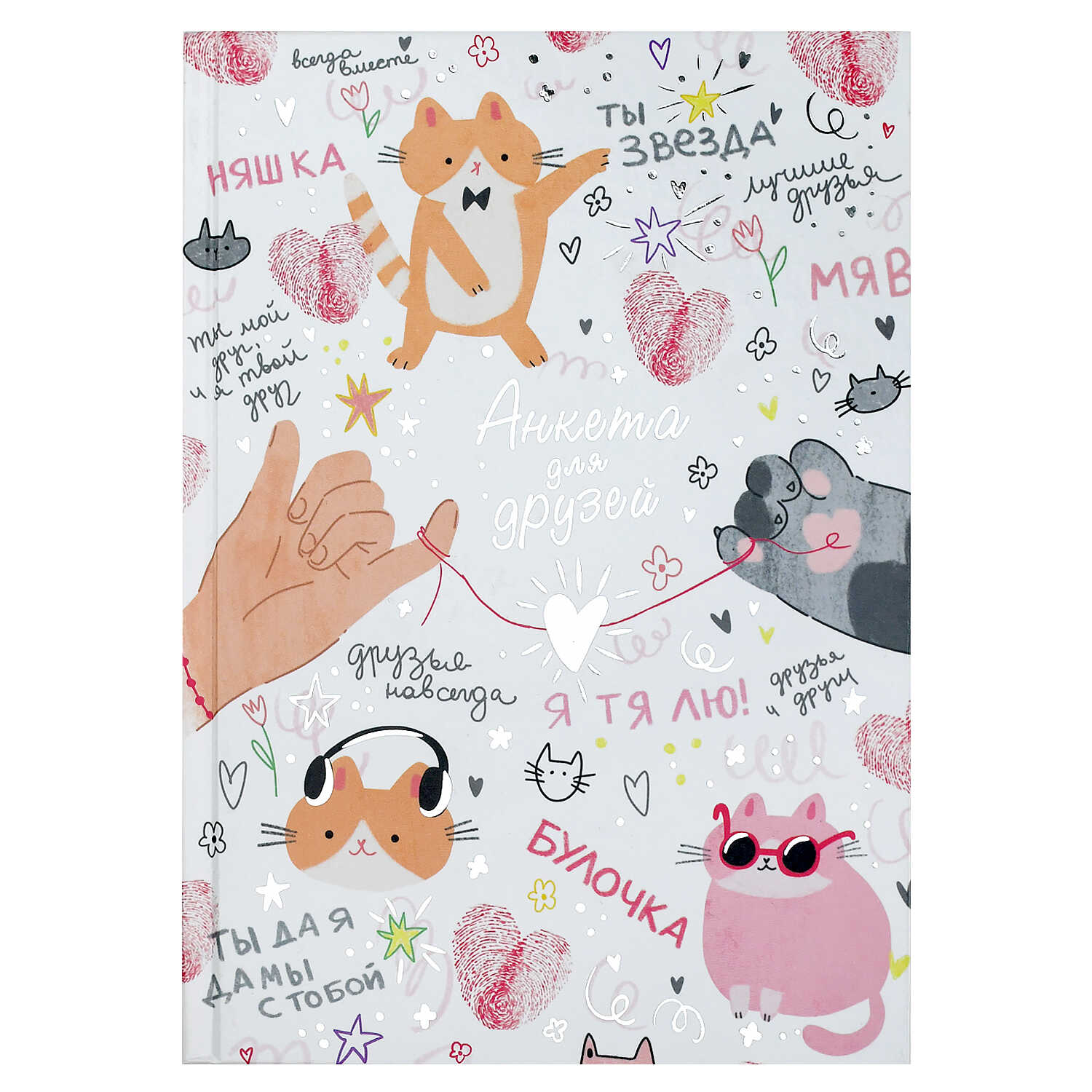 Анкета для друзей А5 128л., 7БЦ "Микс в коробочке" глянц.лам., тисн.фольгой