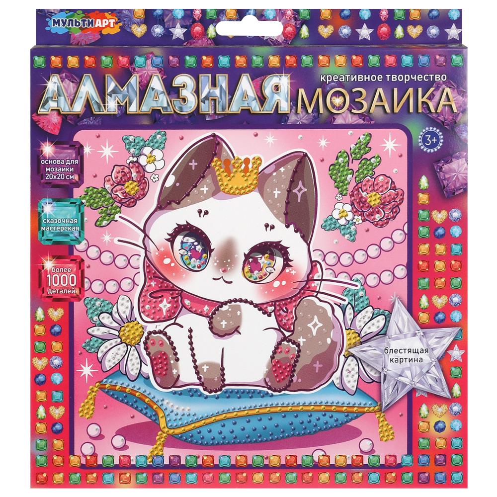 Мозаика алмазная на картоне 20*20см "Милая Киска"