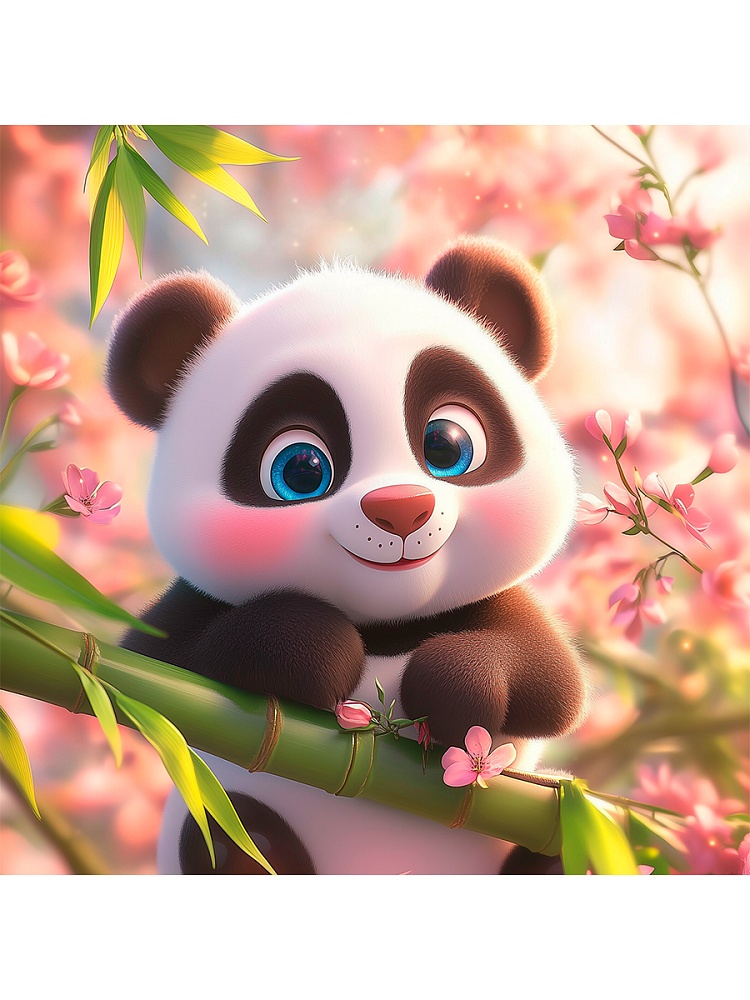 Картина по номерам на холсте 20*20см "Милая панда на ветке"