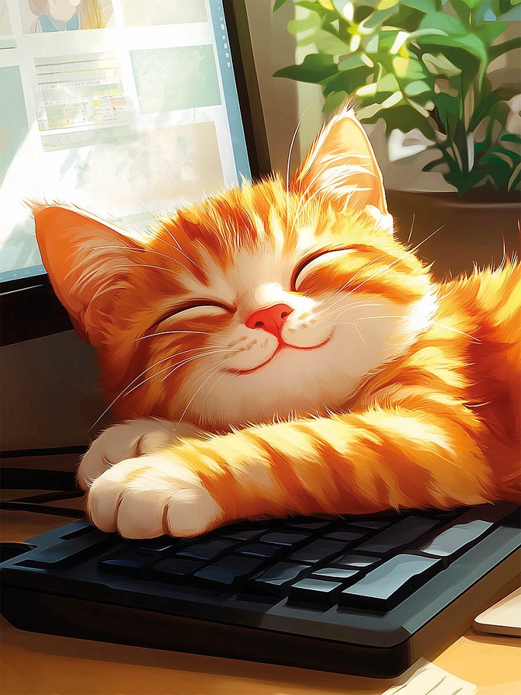 Картина по номерам на холсте 30*40см "Спящий милый котик"