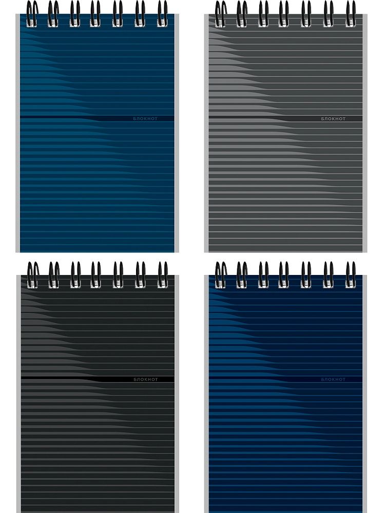 Блокнот А7  40л гребень "Дизайн в полоску" клетка