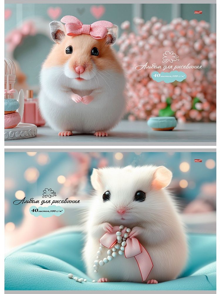 Альбом А4 40л скоба "Милый пушистик - 2" 2диз.в блоке, пл. 100гр/м