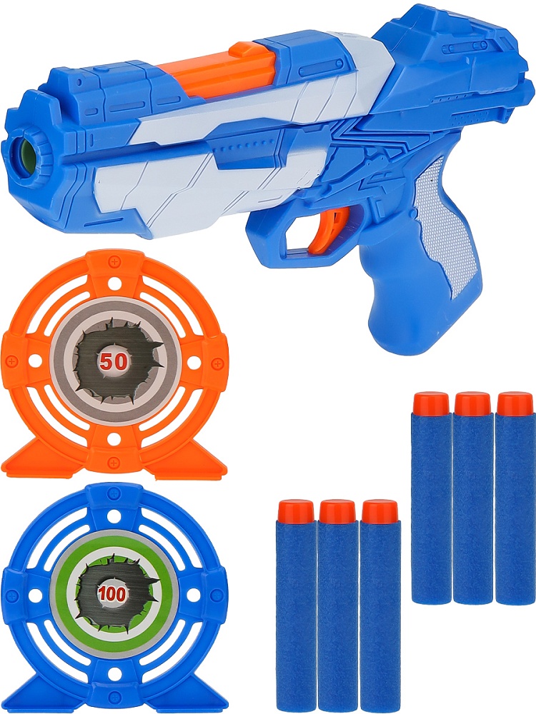 Игрушка пистолет софт-патроны 6 шт., мишень 2 шт., в коробке