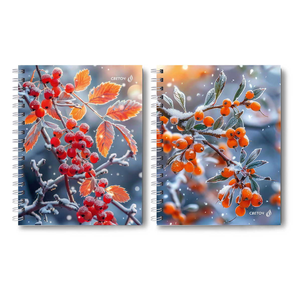 Блокнот А5 7БЦ гребень  96л "Зимняя ягода" кл., мат.лам, выб.лак