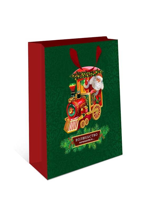 Пакет подар. бум. новогодн. 18*23*10см 157гр/м Дед Мороз