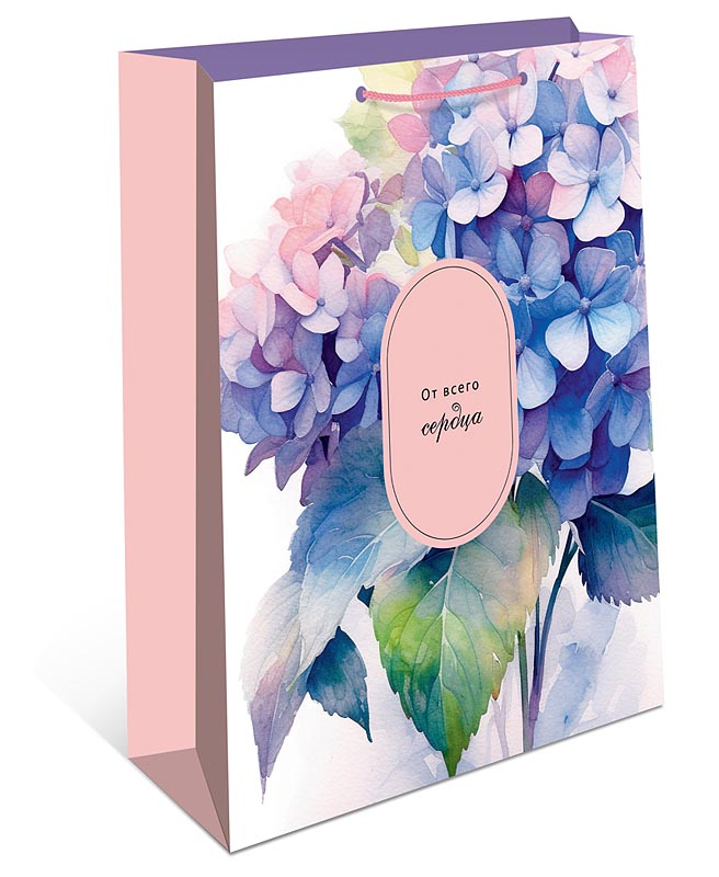 Пакет подар. бумажн. 33*42*10 см, 130гр/м2 Гортензия