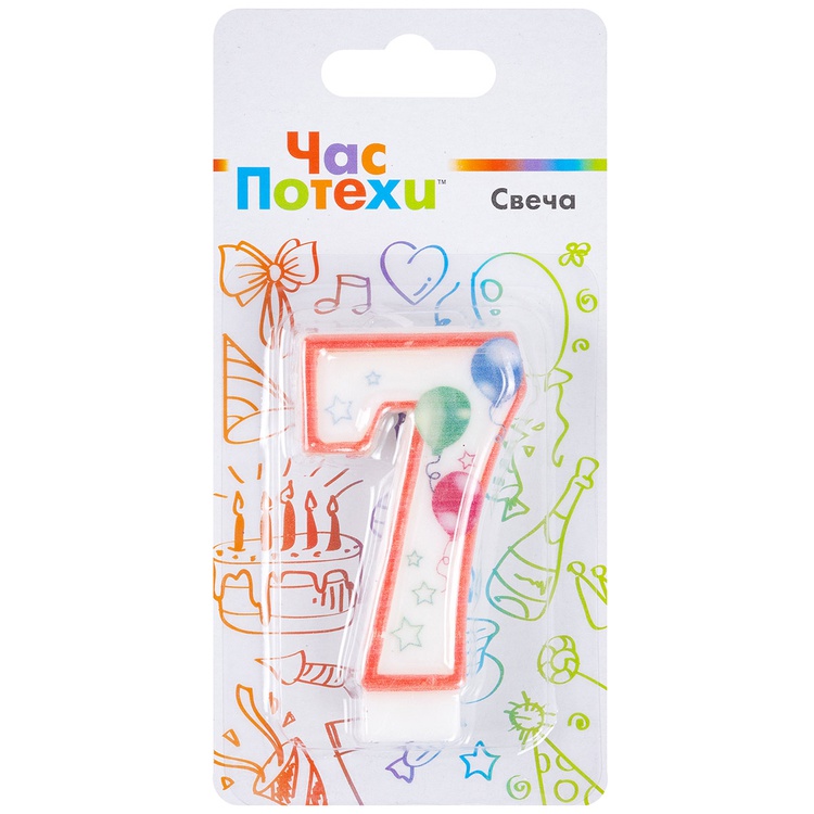 Свеча-цифра "7" Шары 7,6см.