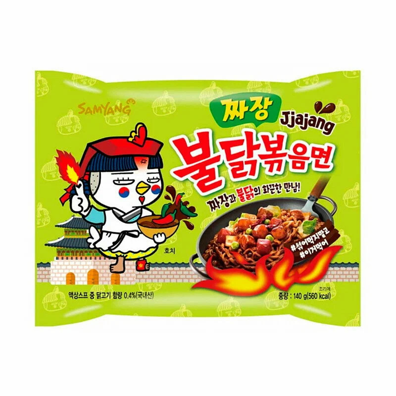 Лапша быстрого приготовления со вкусом жгучей курицы с соусом из черн.бобов  "SAMYANG" 140гр./пачка