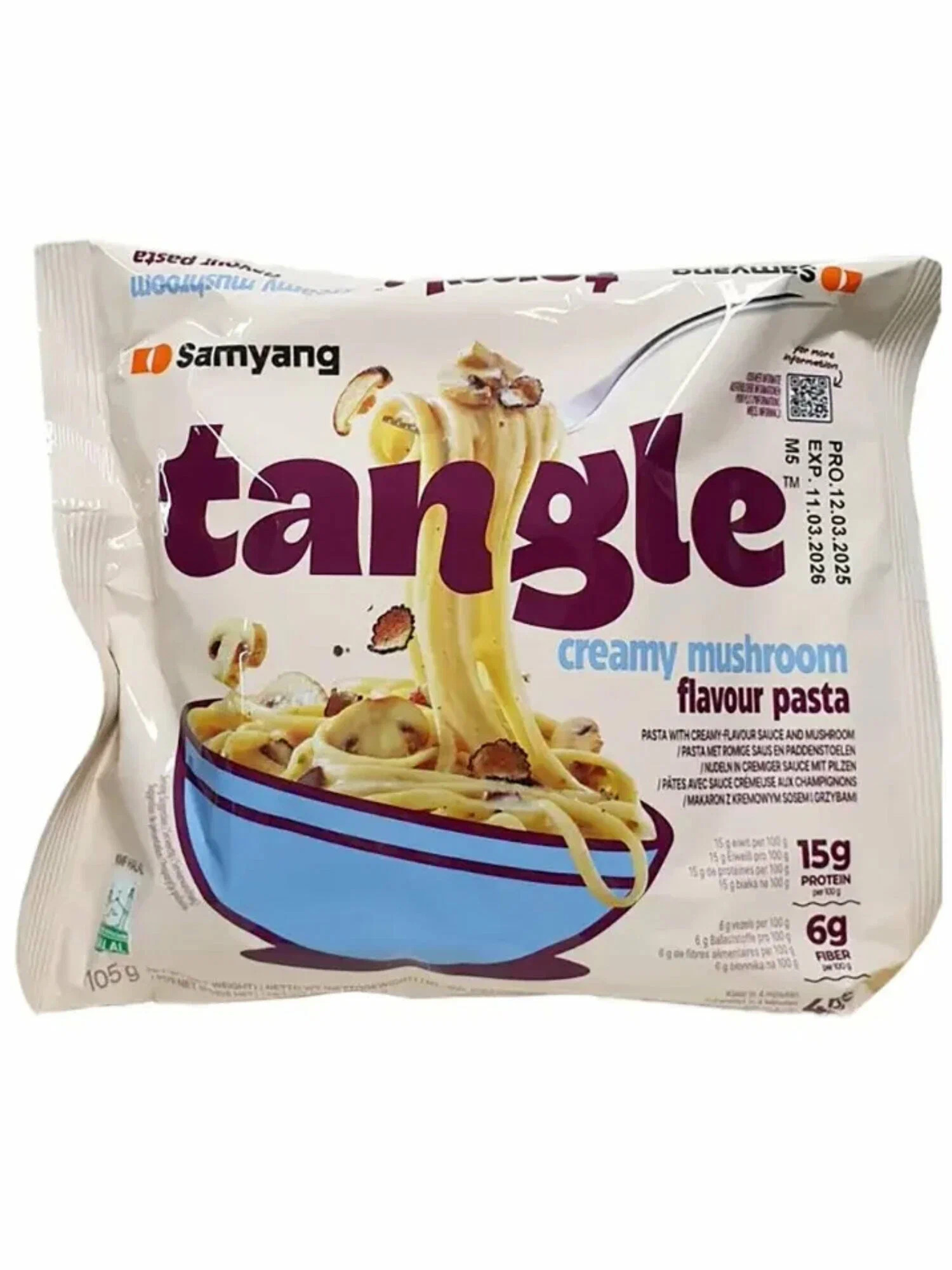 Лапша быстрого приготовления "Тэнгл" паста с грибами в сливочном соусе 105гр./пачка