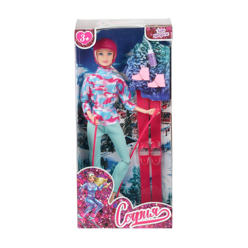 Кукла 29см "София" руки и ноги сгибаются, лыжи и аксессуары