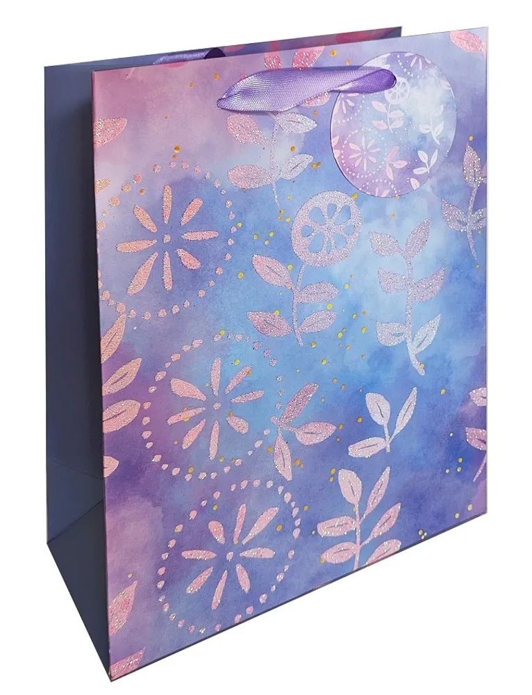 Пакет подар. бумажн. 26*32*12 см 210 гр/м2  Pink Batik, мат.лам., блестки