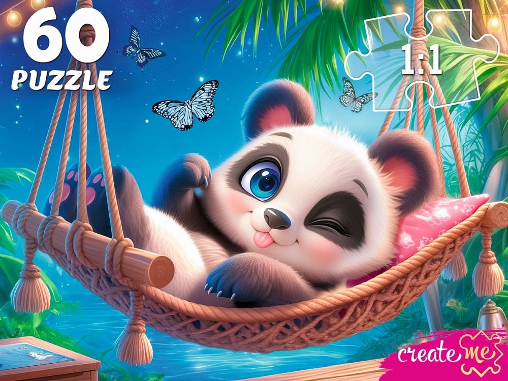 Пазлы   60 элементов  237*330мм. "Панда в гамаке"