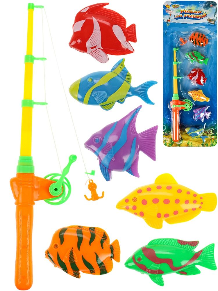 Рыбалка "Удачный улов" 6 рыбок,удочка с катушкой