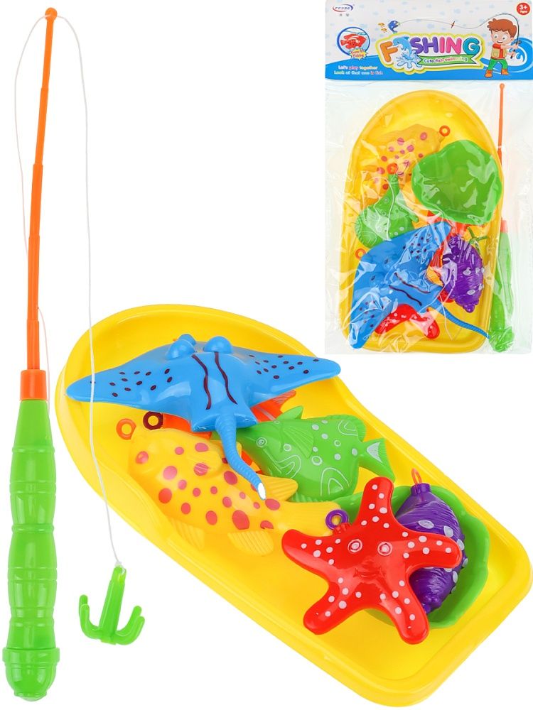 Рыбалка "Улов" 6 рыбок, удочка, лодка, ведро