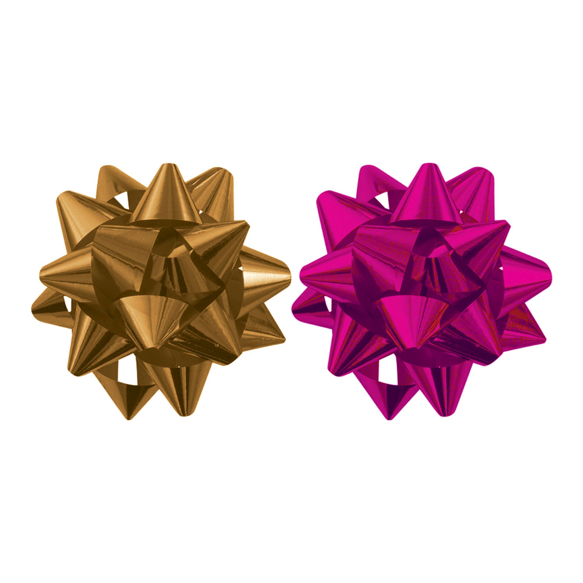 Набор бантов 8см  2шт Звезды, металлик, ассорти