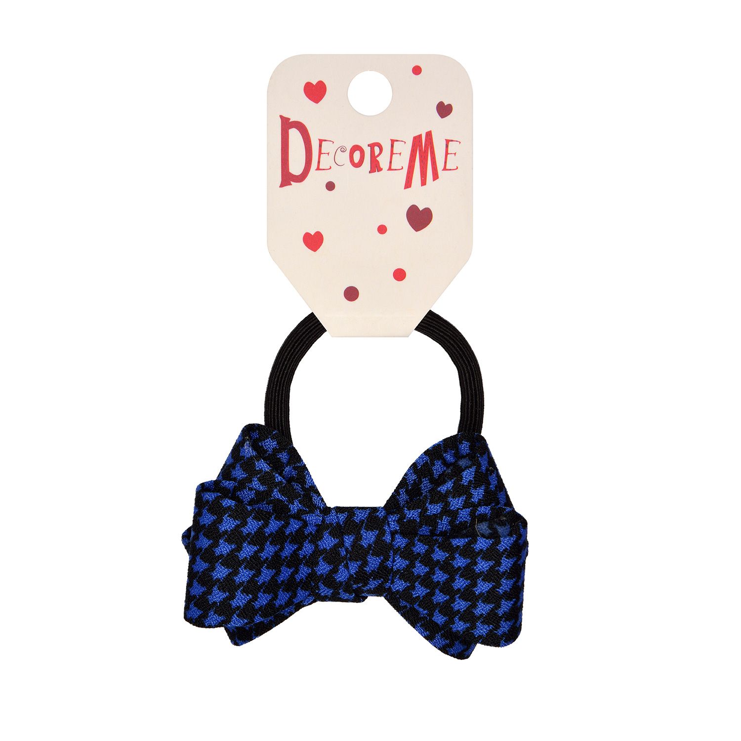 Резинка для волос "DecoreMe. Темно-синий бантик в клеточку"