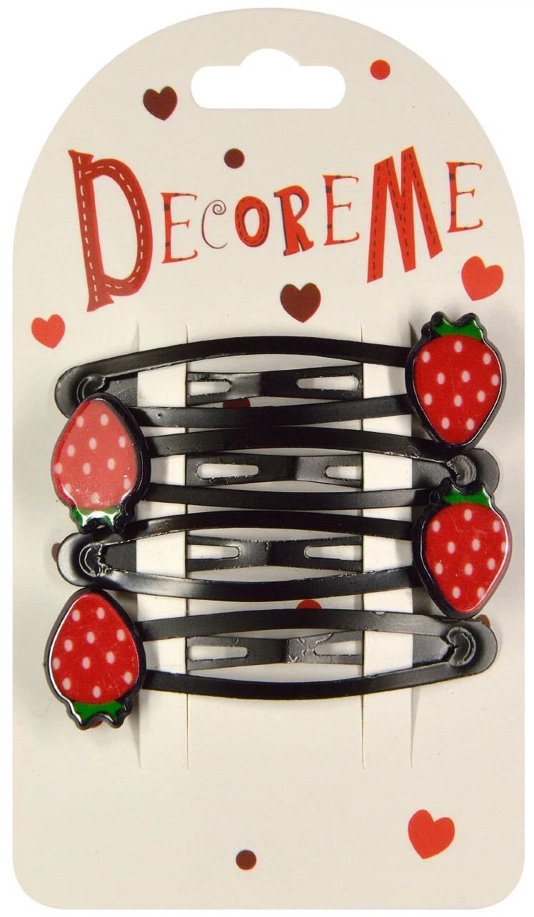 Набор заколок для волос "Decore me. Клубнички" 4шт., 4,5см, 1 вид