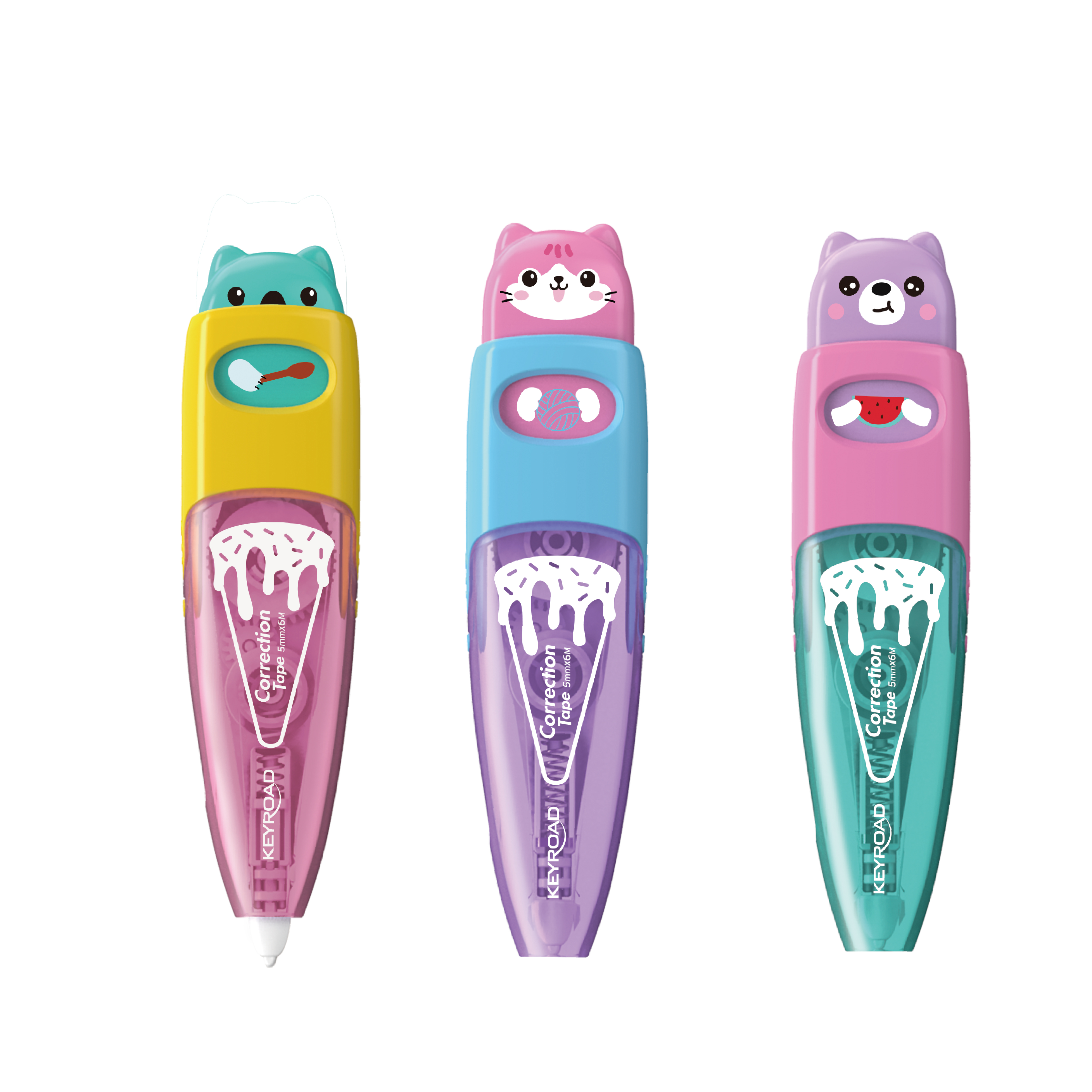 Корректирующая лента KEYROAD Cute Cartoon, 5мм*6м, выдвижная, корпус ассорти