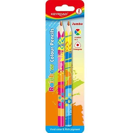 Карандаши с многоцвет.грифелем KEYROAD Jumbo 2шт., блистер