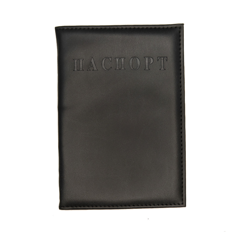 Обложка для паспорта кожзам тиснение, чёрный