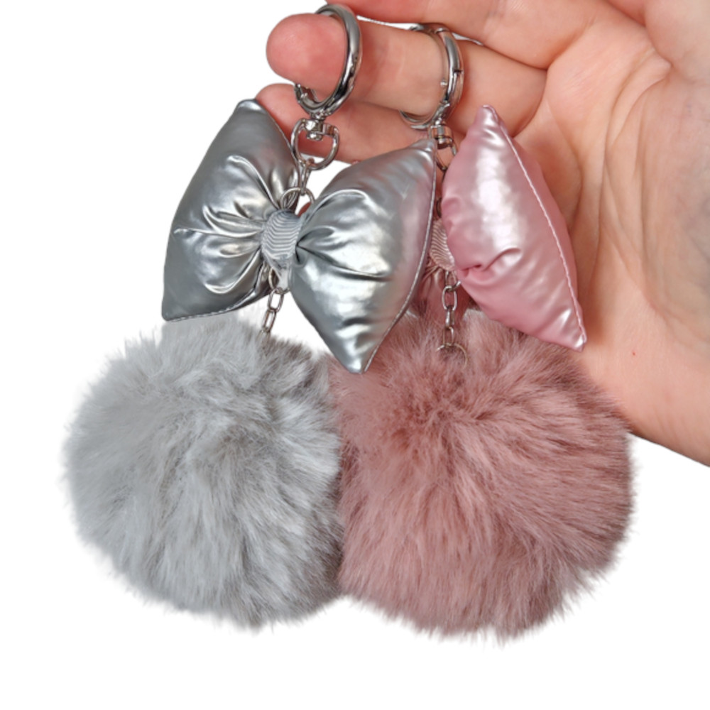 Брелок "Шар с бантом", текстиль, ассорти цветов