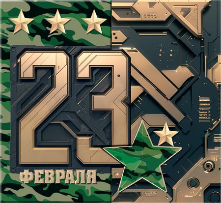 Мини-открытка 16*7см "23 февраля"