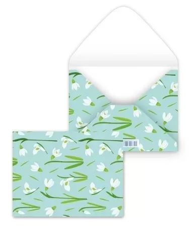 Конверт для подарочного сертификата 10*7см "Подснежники"