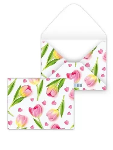 Конверт для подарочного сертификата 10*7см "Тюльпаны"