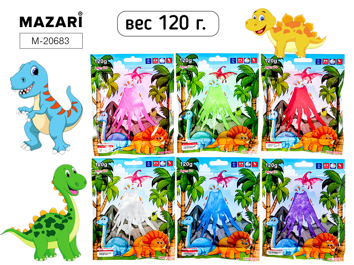 Слайм 120гр "Динозавры" 6диз.