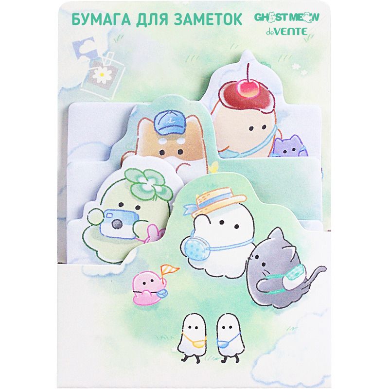 Набор бумаги с липким краем "deVENTE.Ghost Meow" 7x92 мм и 70x82 мм, 3x20 л.,ассорти форм