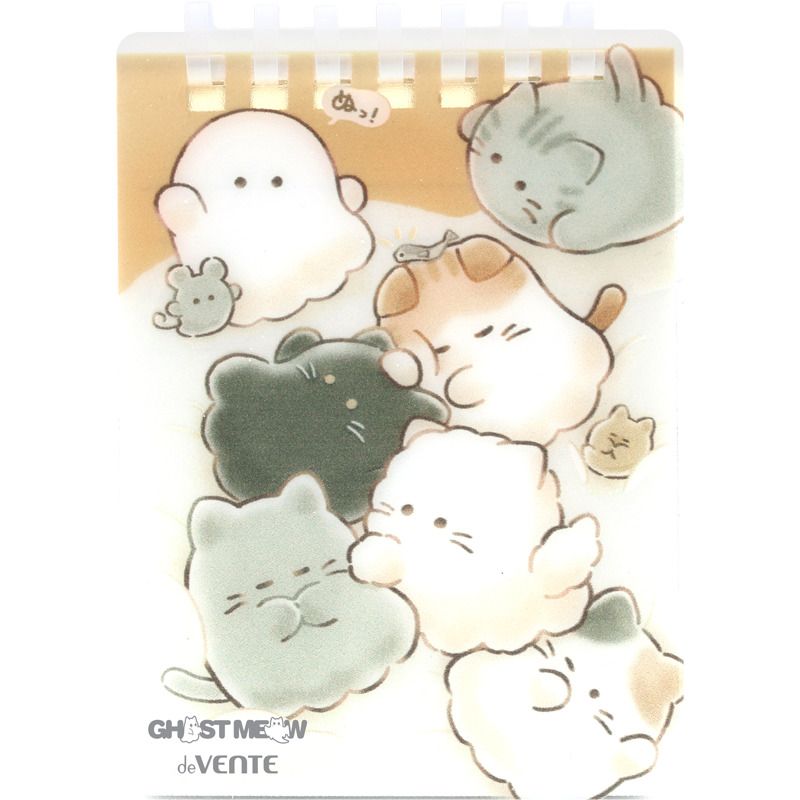 Блокнот А7  80л. "Ghost Meow", лин., пласт.обл.спираль