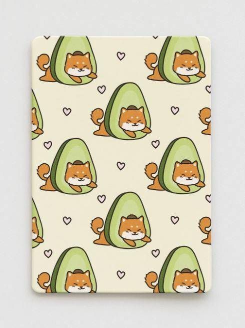 Обложка для пропуска/проездного "Many shiba inu avocado"  ПВХ