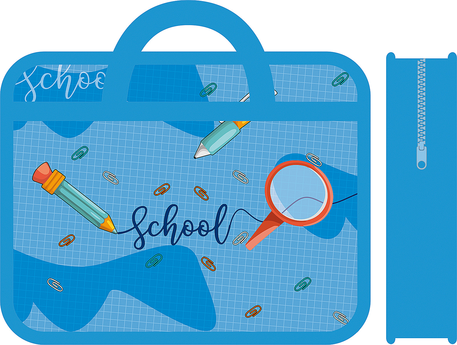 Папка А4 (330*260*120) с ручками, молния, пластик "Школа"