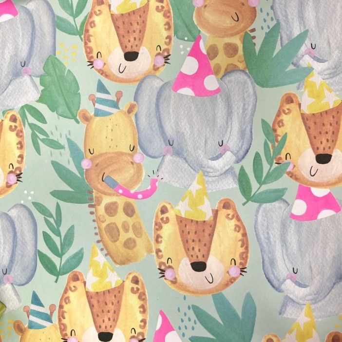 Бумага упаковочная 50*70см "Zoo" зеленая