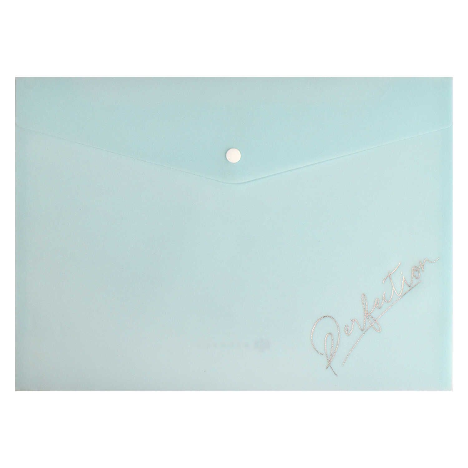 Конверт на кнопке  с рисунком А4 (330*235мм) "Пастельный мятный глиттер" печать фольгой