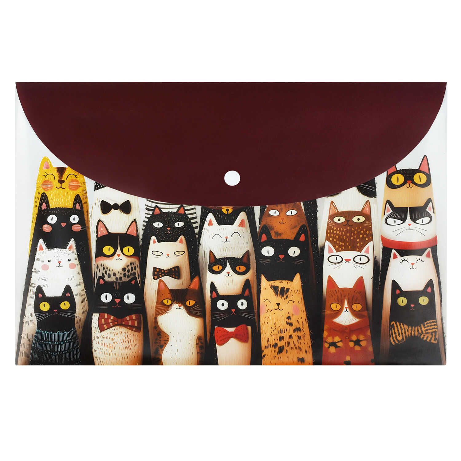 Конверт на кнопке  с рисунком А4 (335*230мм) "Веселые коты"