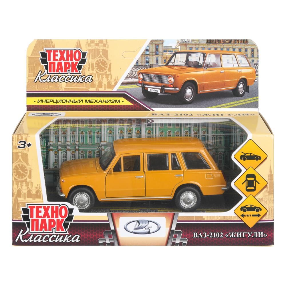 Машинка метал. 12 см "ВАЗ-2102" двери, багаж, инер, желтый