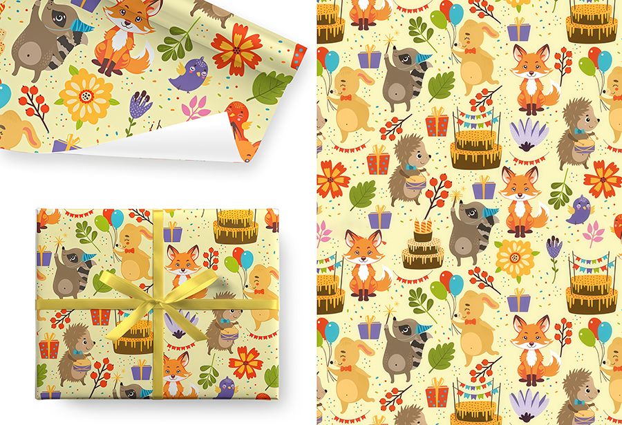 Бумага упаковочная 70*100см  "Улыбки и сказки"